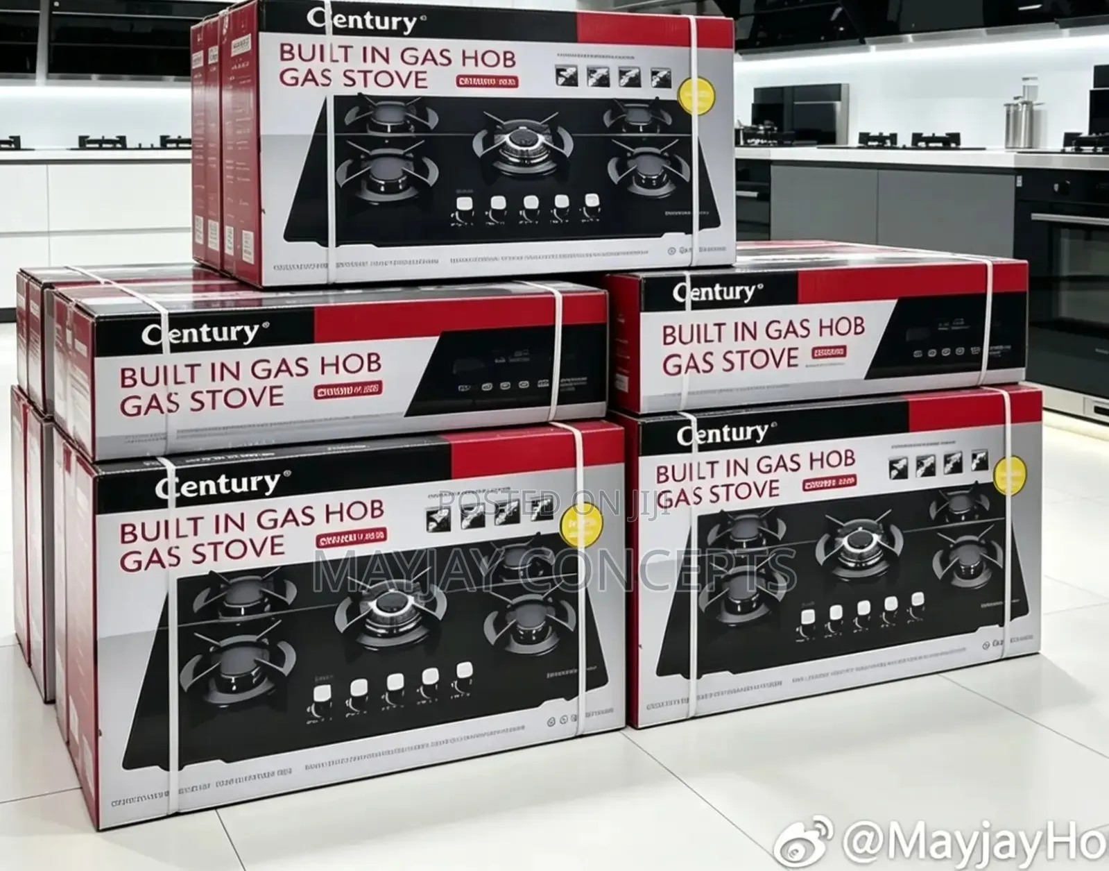 Century 75cm X 50cm 5 Burner Built in Glass Gas Hob Cooker Premium