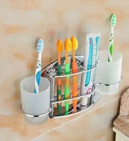 Wall Mounted Stainless Steel Toothbrush,Toothpaste Tube and Cup Holder