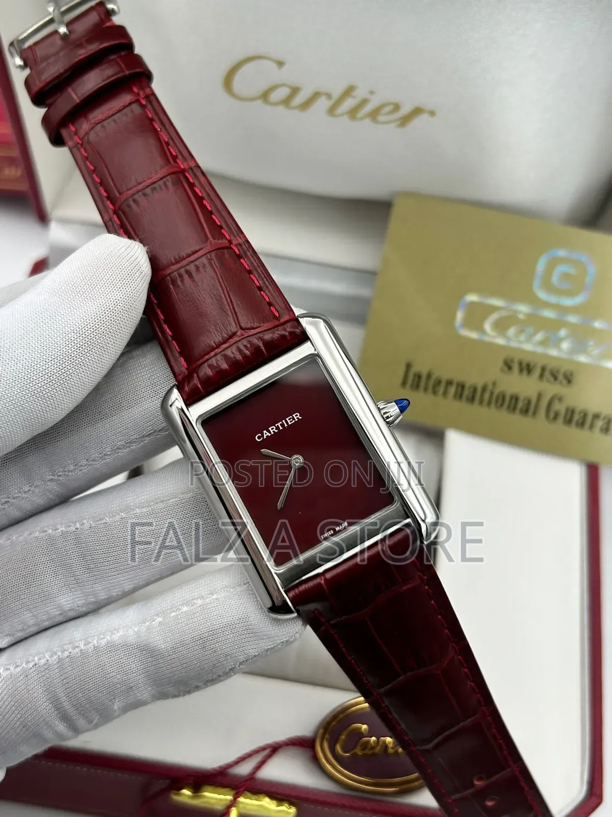 Cartier Tank Leather Wristwatch (Battery Power )
