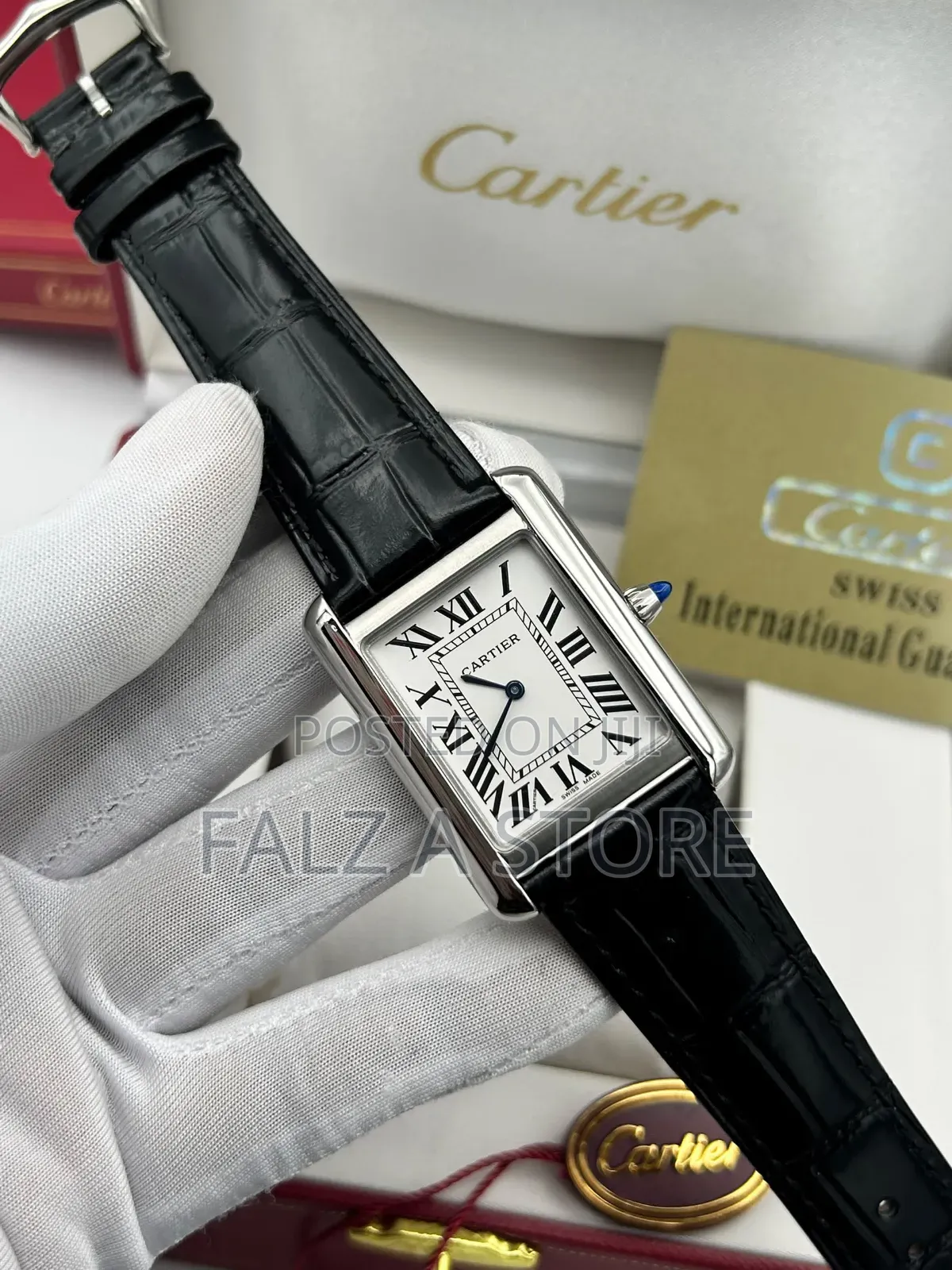 Cartier Tank Leather Wristwatch (Battery Power )