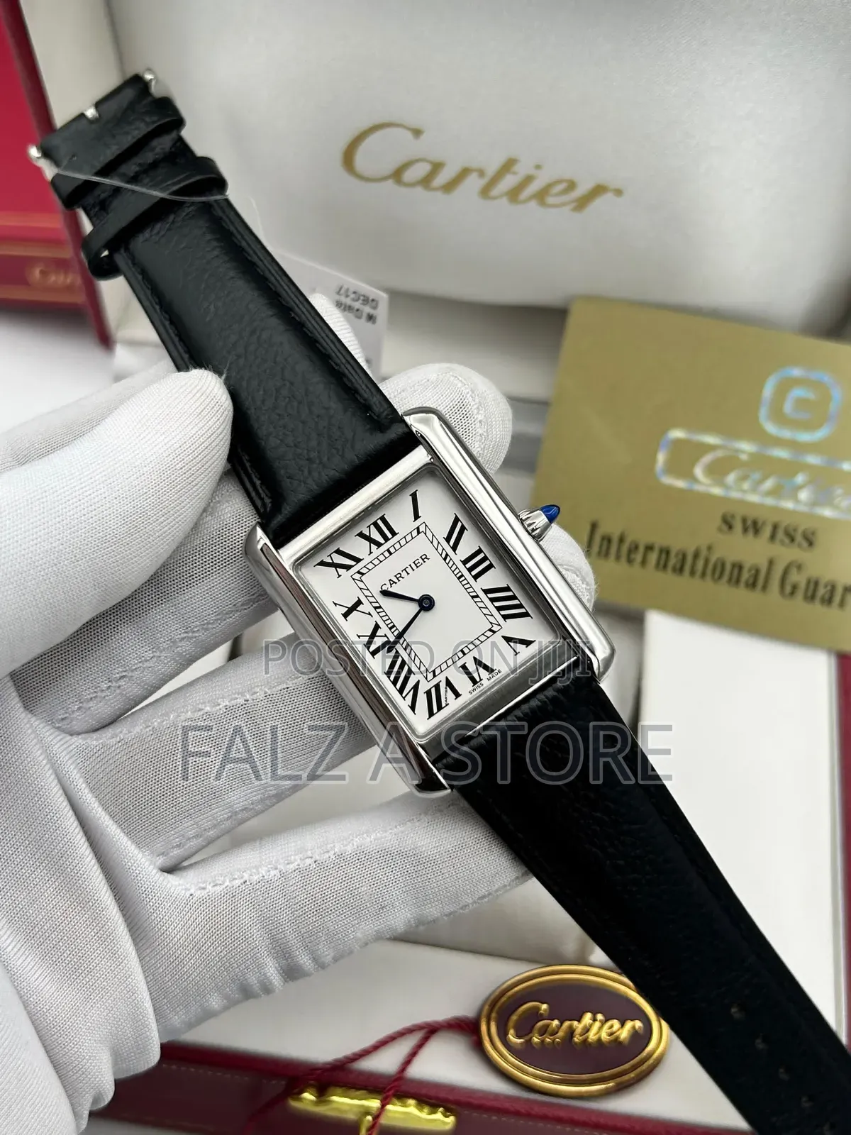 Cartier Tank Leather Wristwatch (Battery Power )