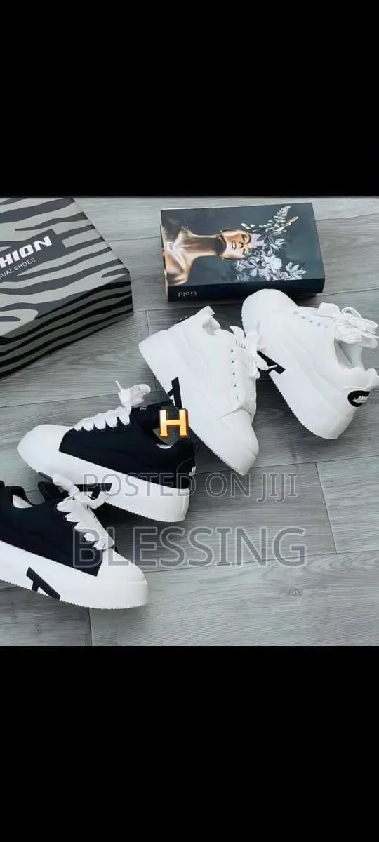 Unisex Chunky Platform Sneakers White and Black Size 41-45