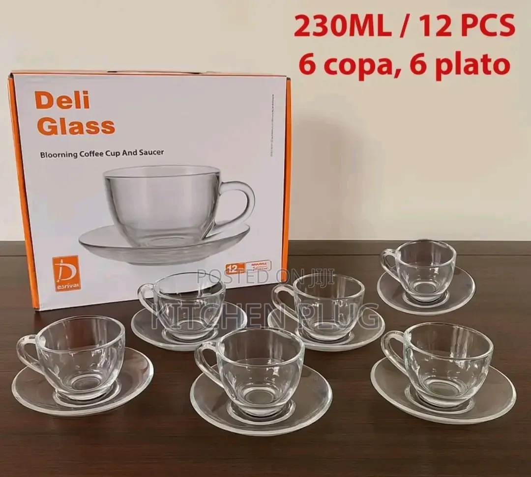Deli Glass Blooming Coffee Cup and Saucer Set.