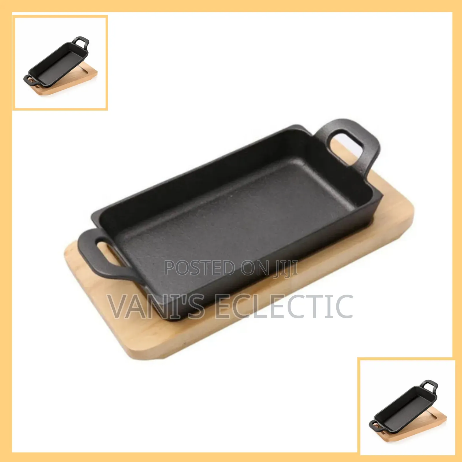 Rectangular Cast Iron Deep Sizzling Pan