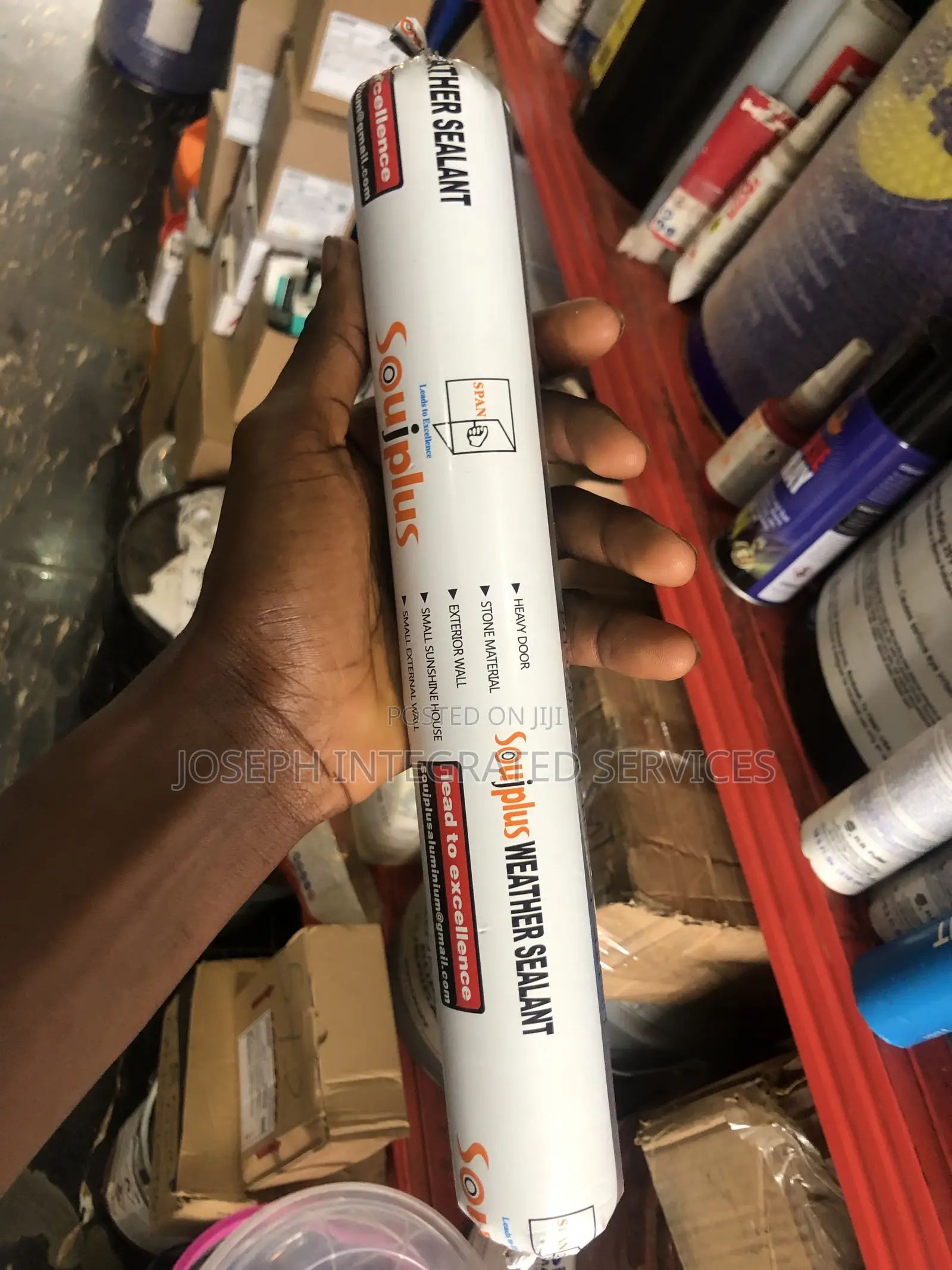 600ml Sausage Tube of Soujplus Weather Sealant.
