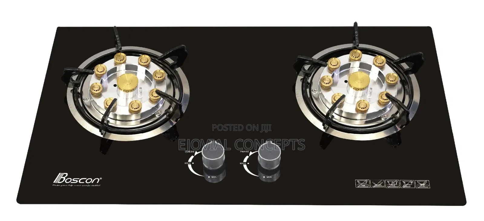 Boscon Premium 2 Burner Tempered Glass Gas Cooker