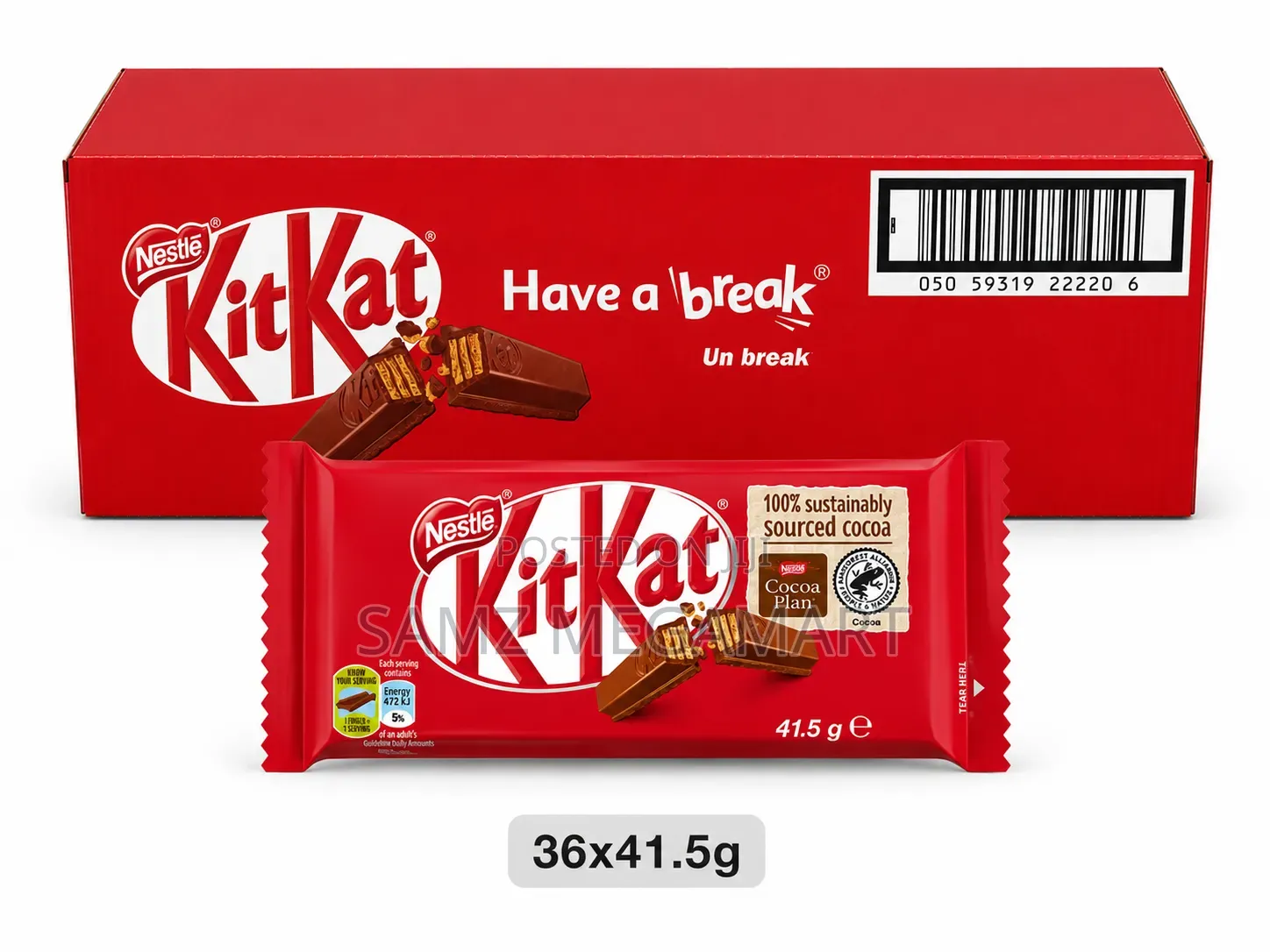 Nestlé KitKat 4 Finger Milk Chocolate Wafer Bars 36 X 41.5g