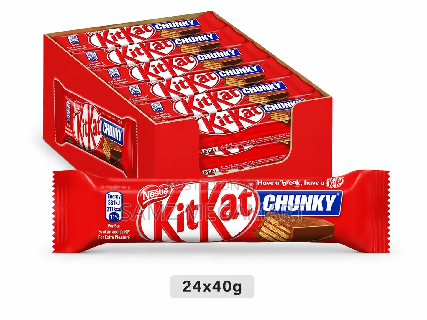 Nestlé KitKat Chunky Milk Chocolate Wafer Bars 24 X 40g