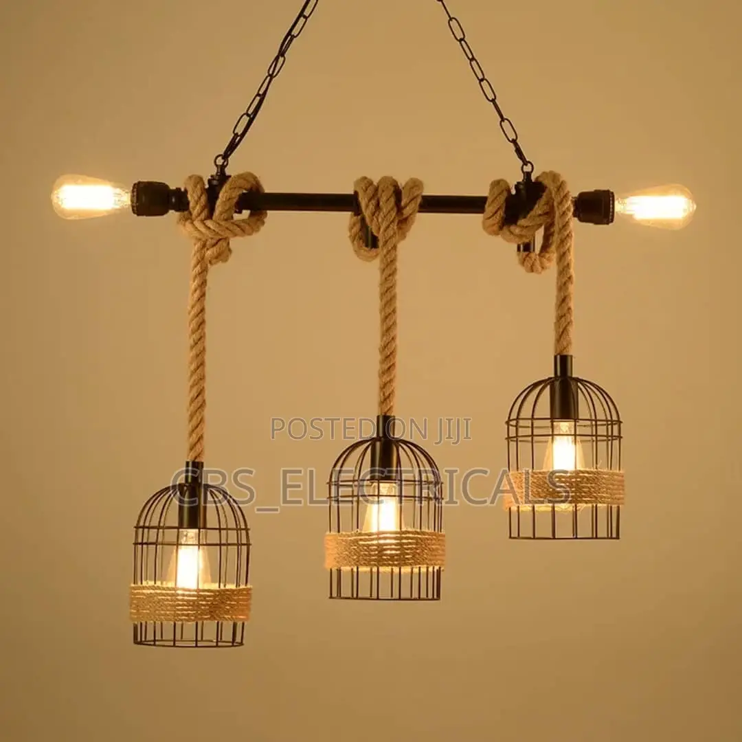 Vintage Rope Birdcage Pendant Chandelier (Bulbs Included)
