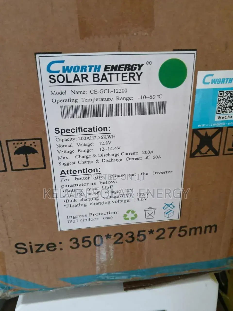 2.56kwh Cworth Lithium Ion Battery 12v