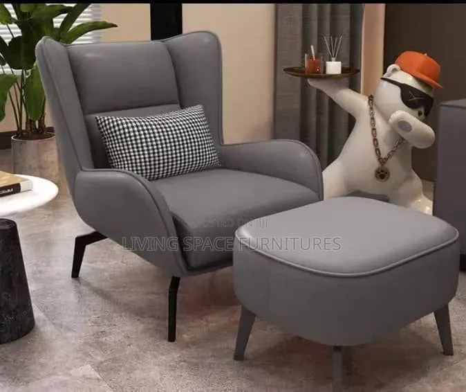 Executive Accent Chair With Footrest With Throw Pillow