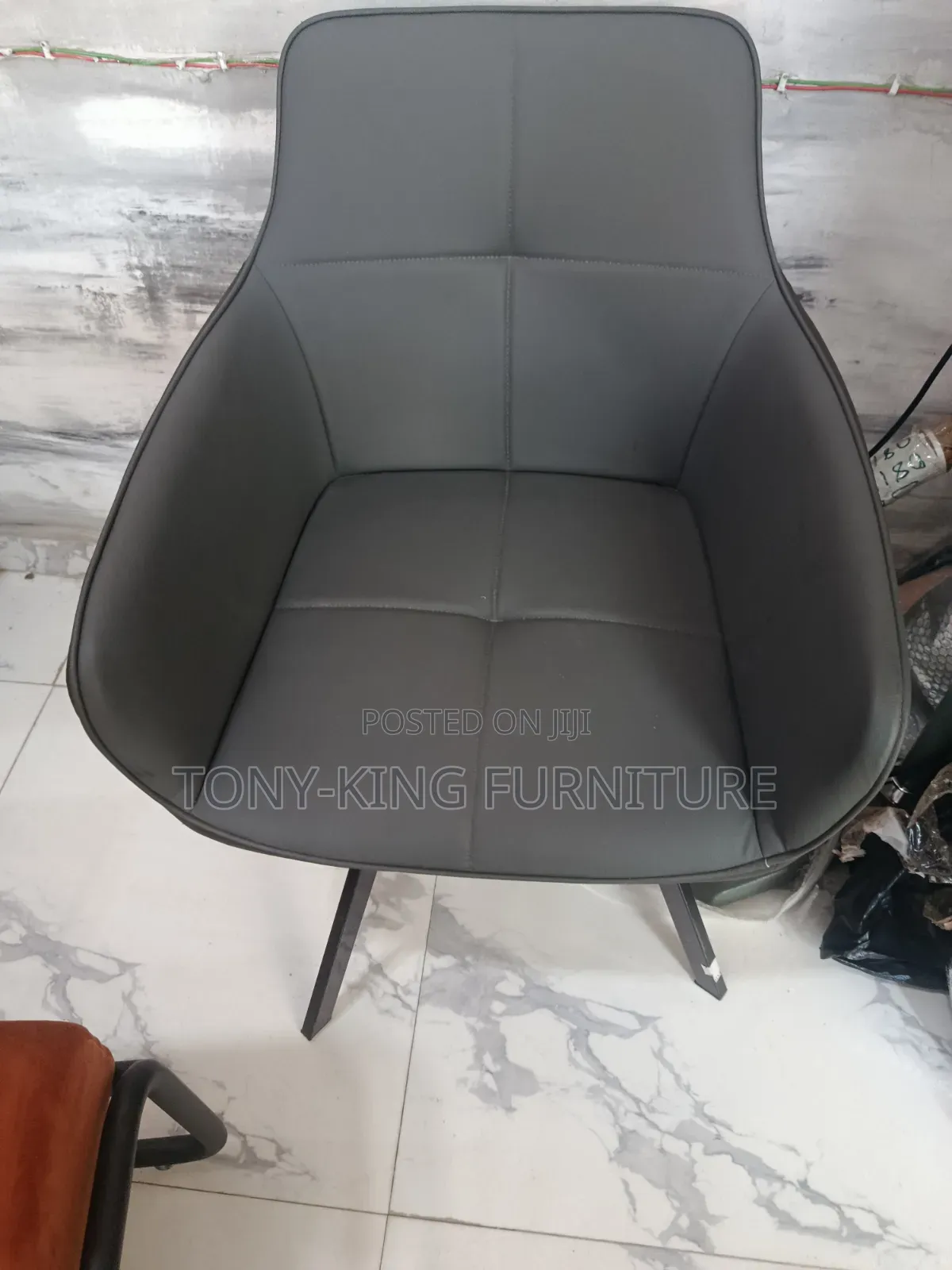 Faux Leather Swivel Wing Back Chair