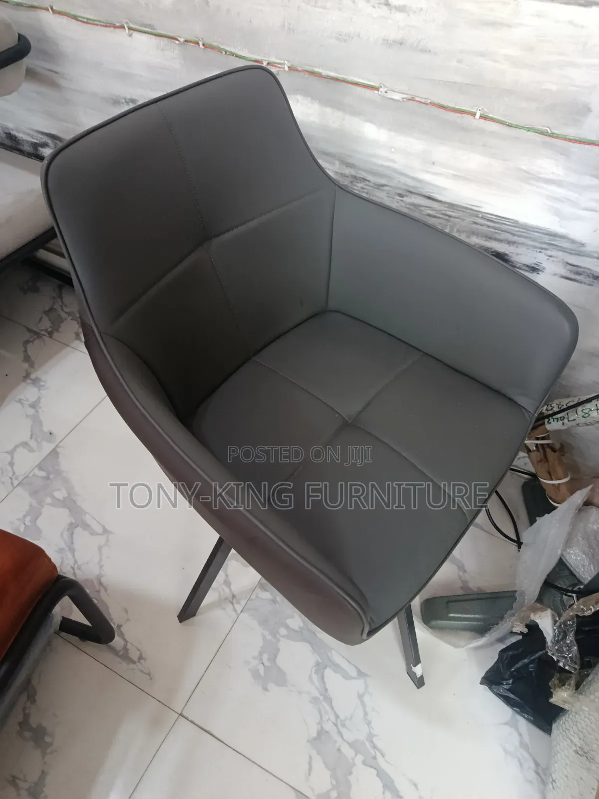 Faux Leather Swivel Wing Back Chair