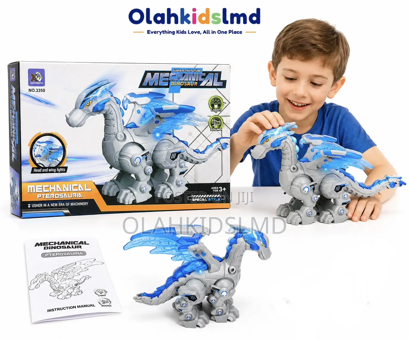 Mechanical Dinosaur Toy Pterosaur Walking Light Sound Robot Kids 3+