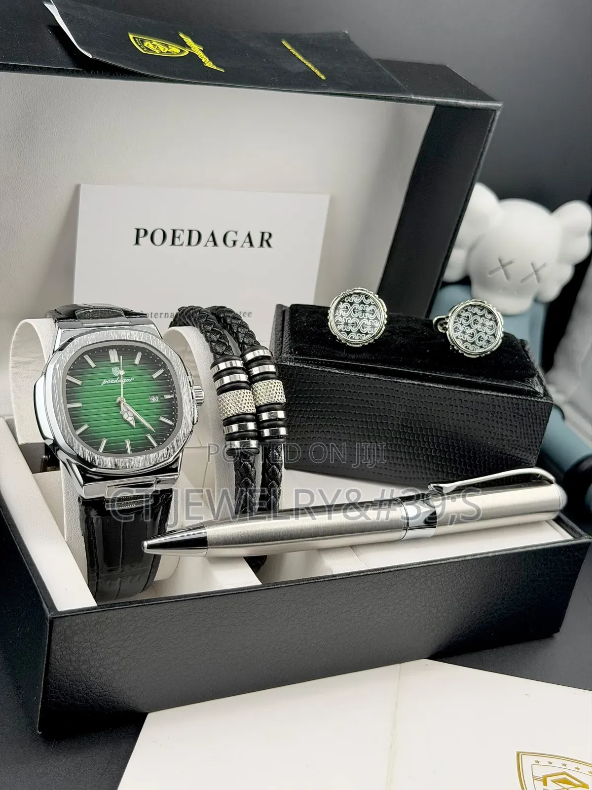 Poedagar Wristwatch Set Cufflinks and Pen Bangles