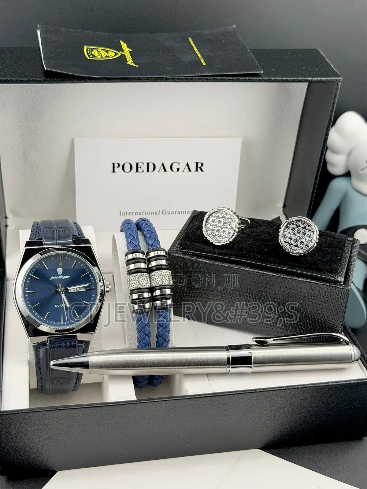 Poedagar Wristwatch Set Cufflinks and Pen Bangles