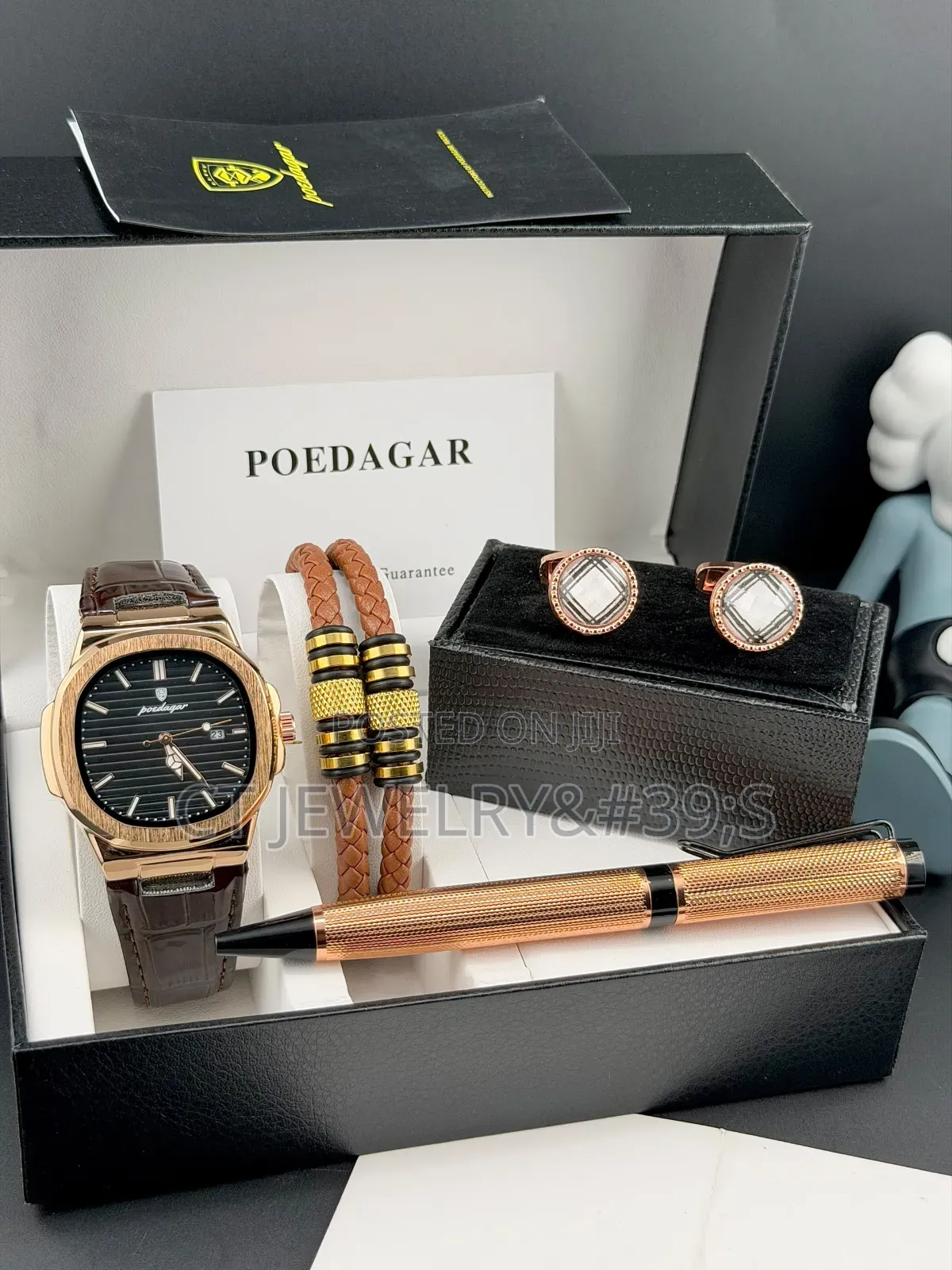 Poedagar Wristwatch Set Cufflinks and Pen Bangles