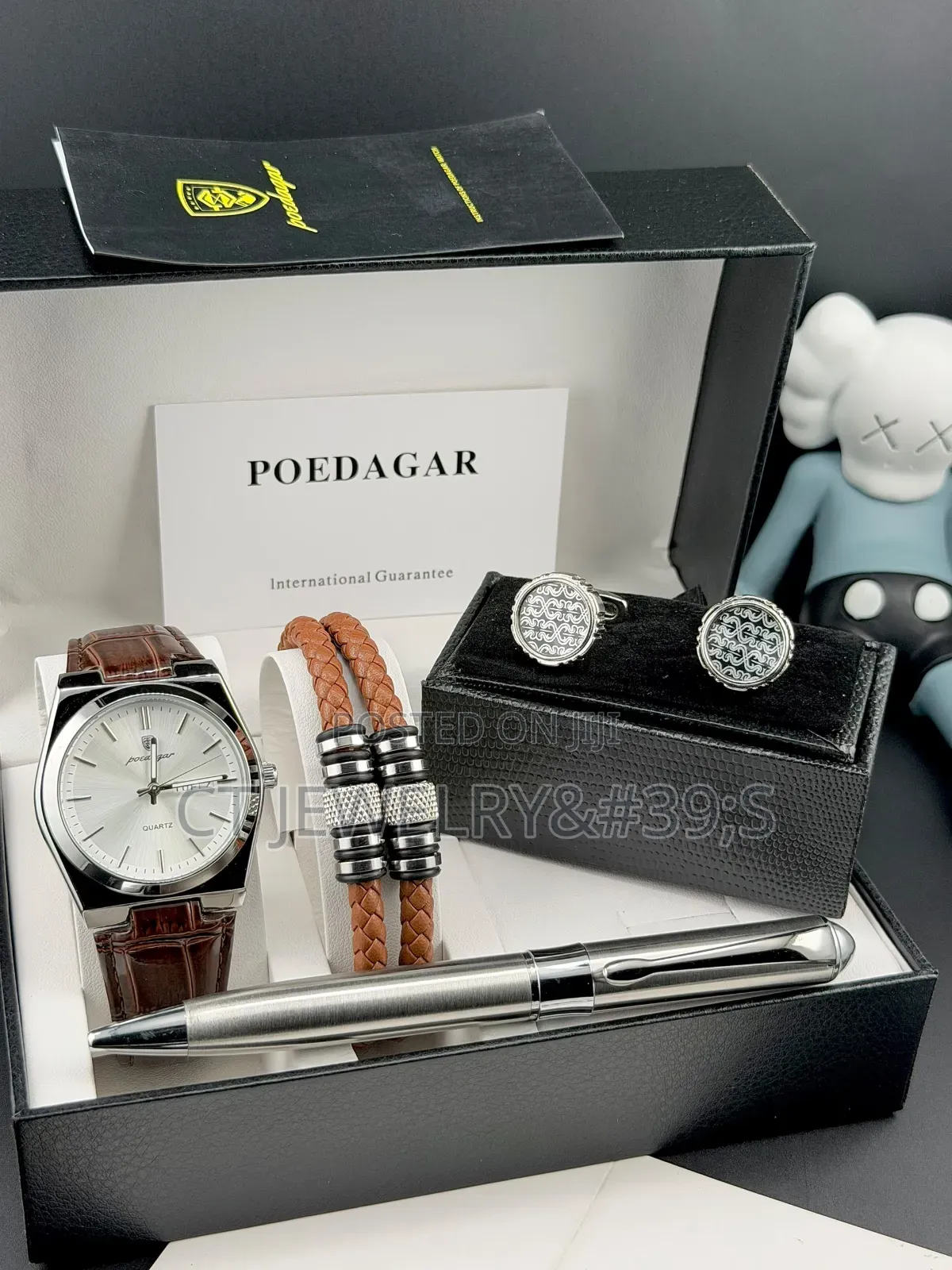 Poedagar Wristwatch Set Cufflinks and Pen Bangles