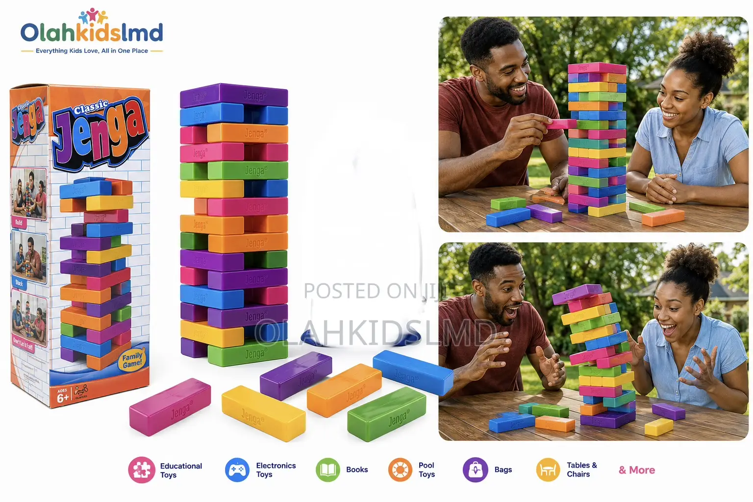 Classic Big Jenga Plastic Block Stacking Tower Family Game 6+