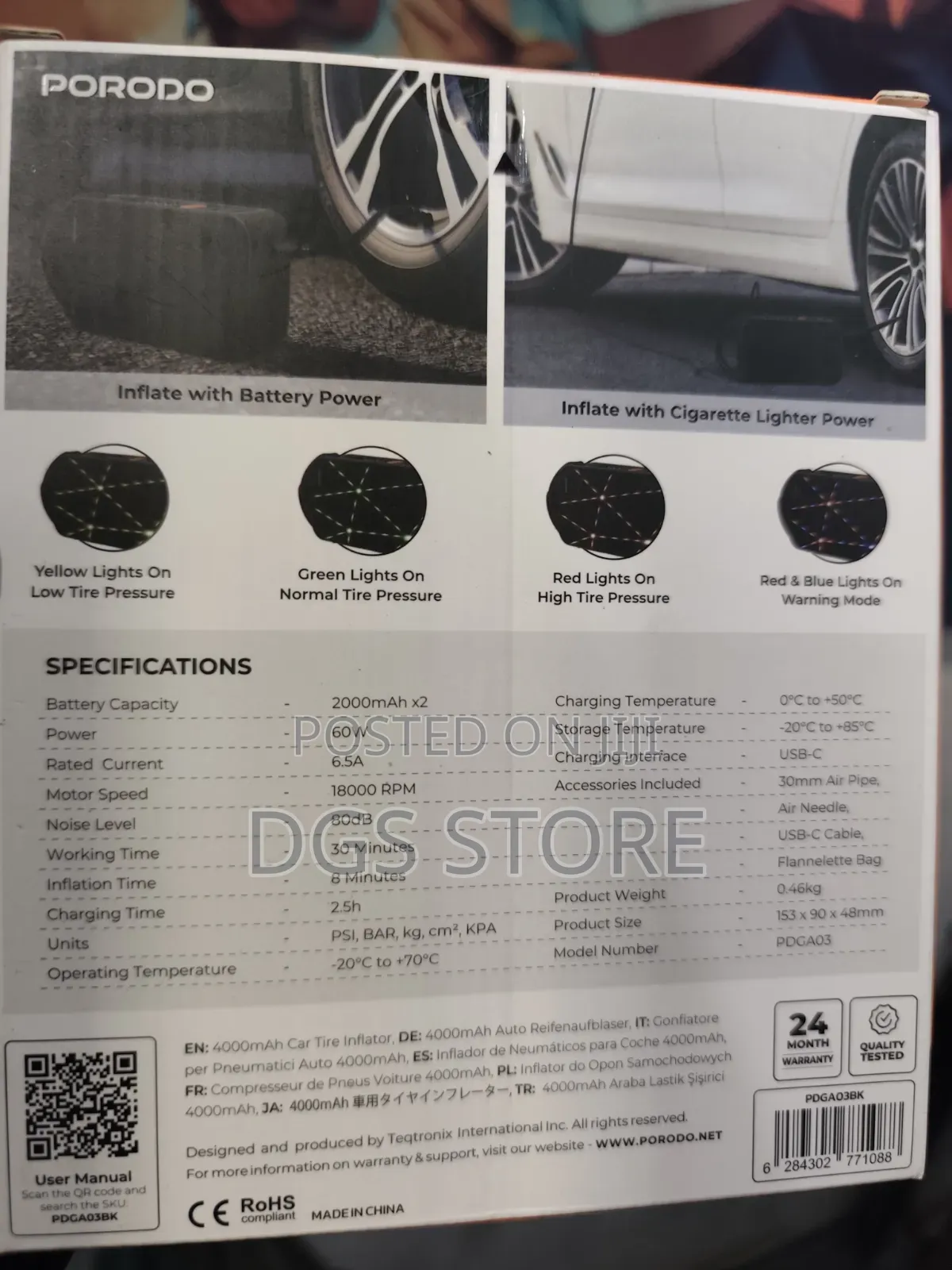 Porodo Flator 4000mah Car Tire Inflator