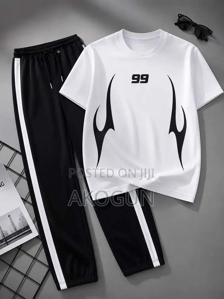 Men’s Casual 2-Piece Tracksuit Set – Premium T-Shirt Joggers