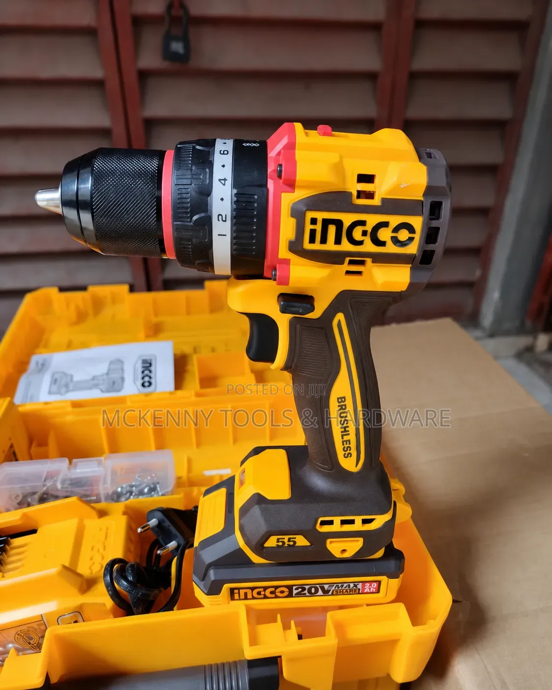 INGCO 20V Compact Brushless Cordless Impact Drill (Model CIDLI20558).