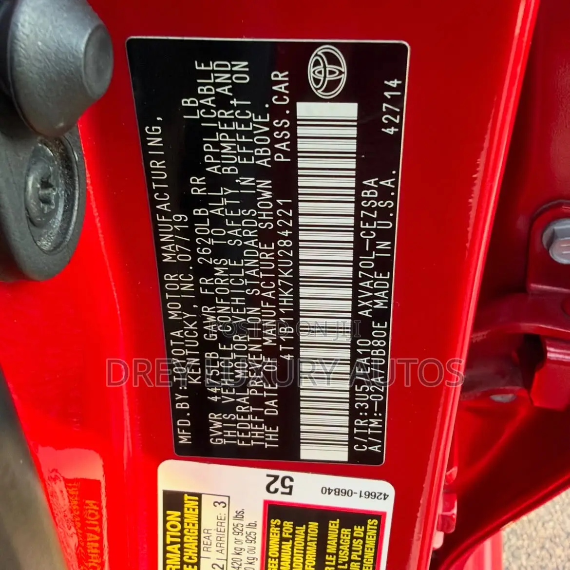 Toyota Camry SE FWD 2020 Red