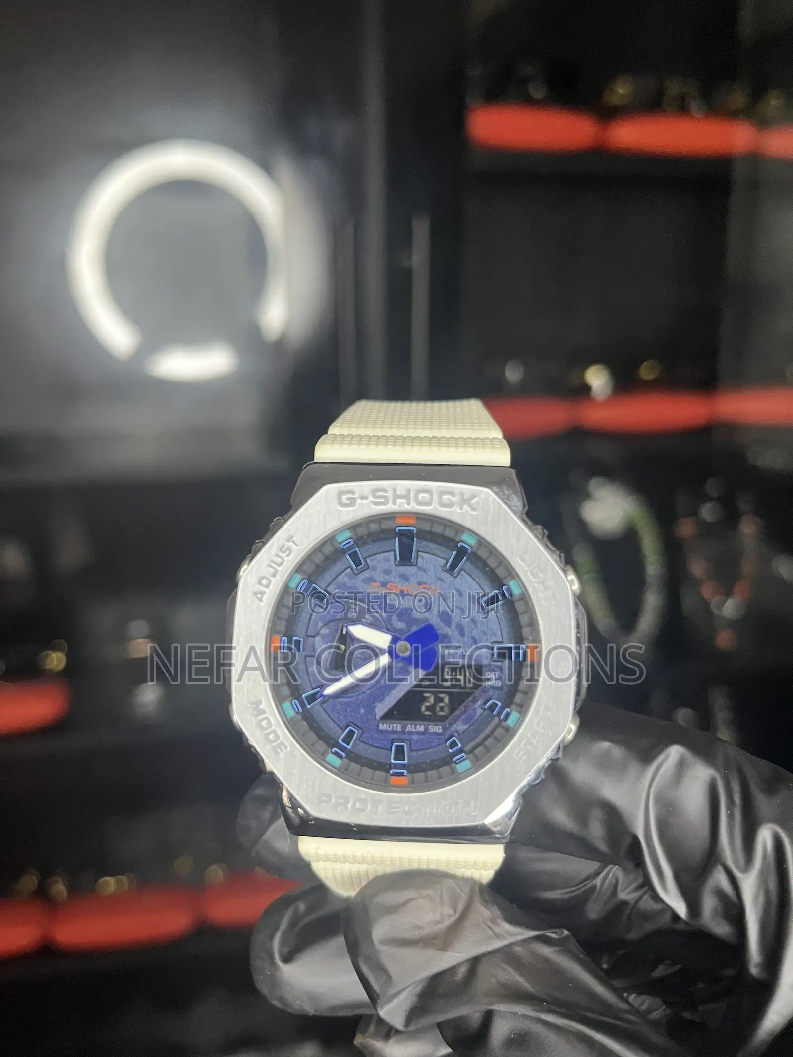 Casio G-Shock GA-2100 Wristwatch - White, Blue Silver