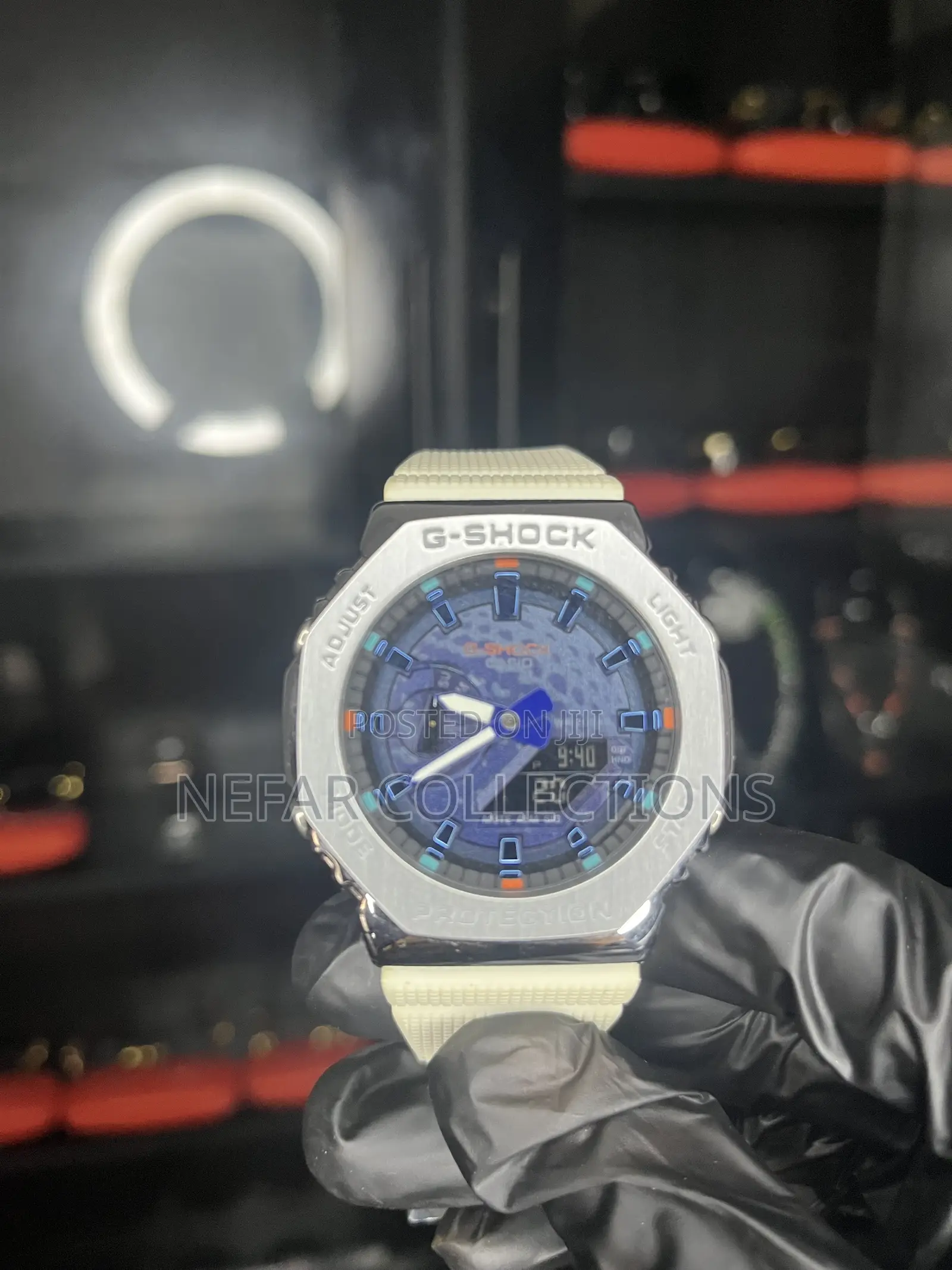 Casio G-Shock GA-2100 Wristwatch - White, Blue Silver