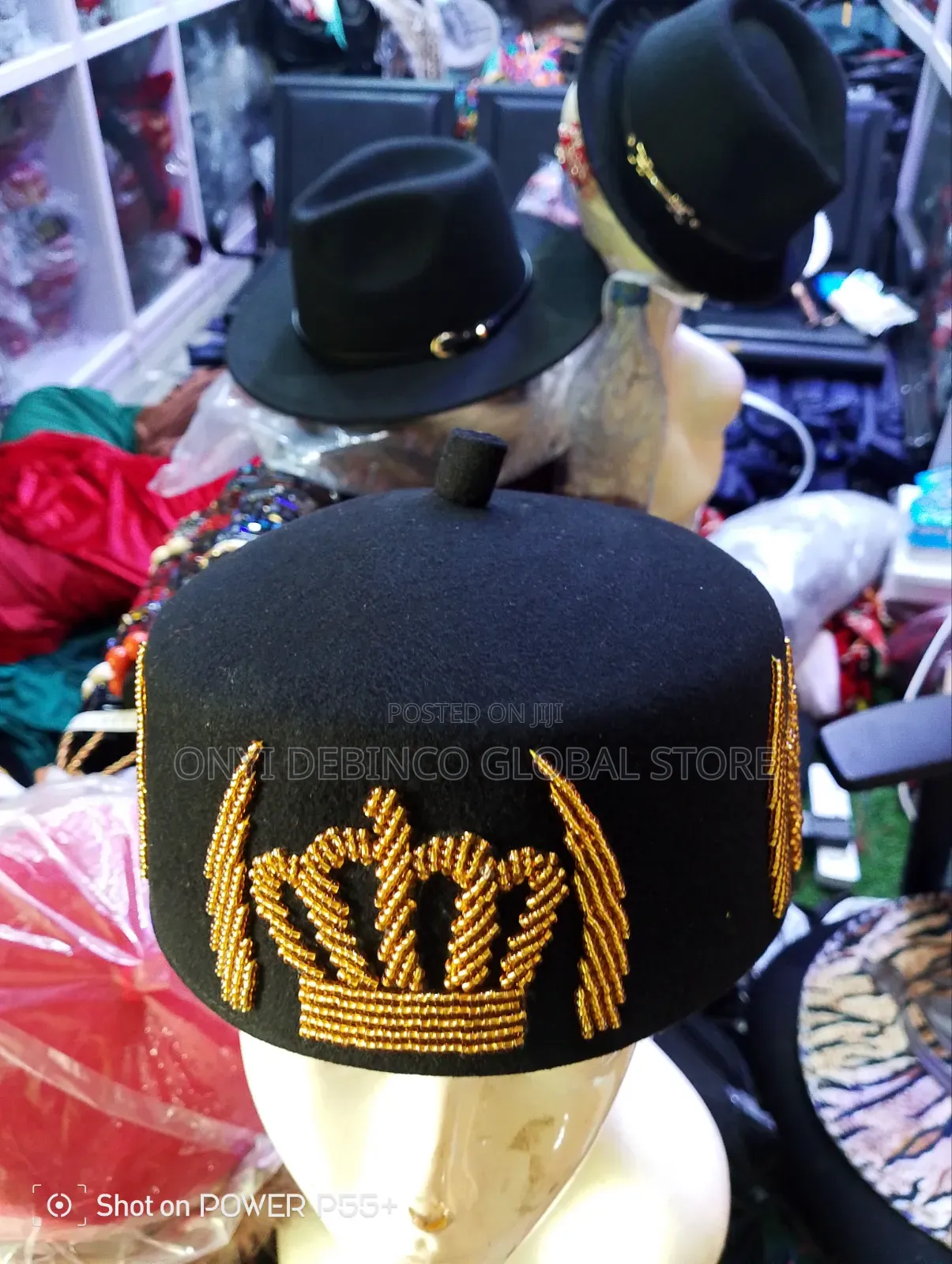 Igbo Crown Design Black Cap for Traditional Wedding and Occasion