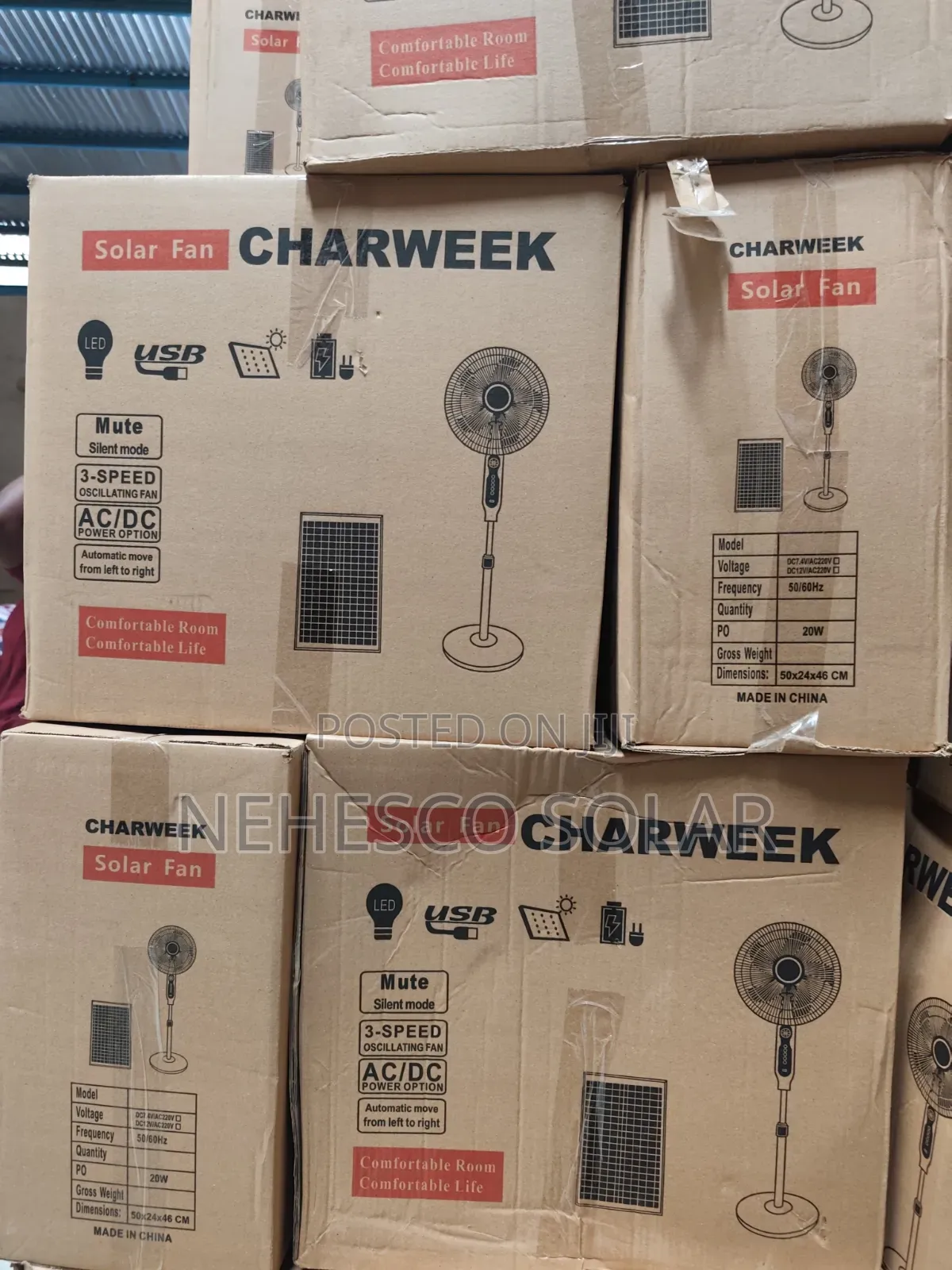Charweek 16" Black Solar Fan – Cool Air, Zero Fuel Cost