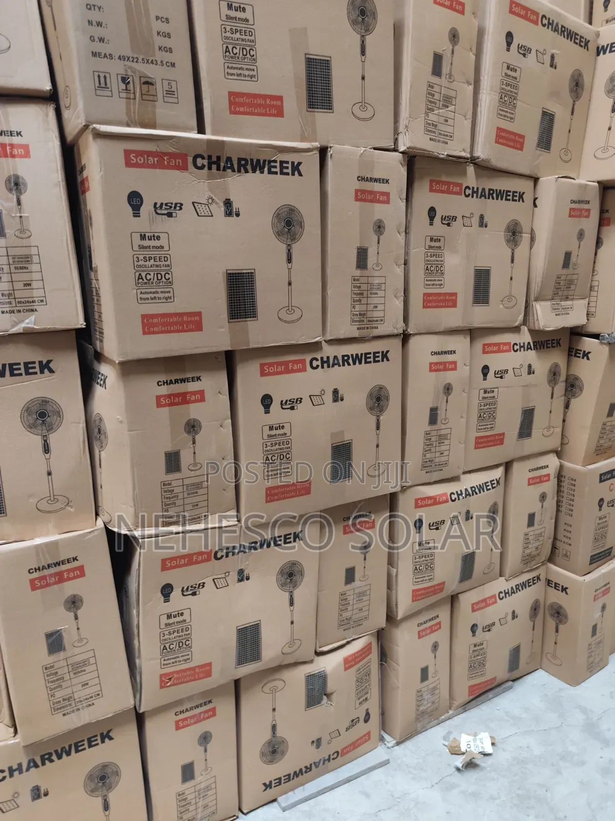 Charweek 16" Black Solar Fan – Cool Air, Zero Fuel Cost