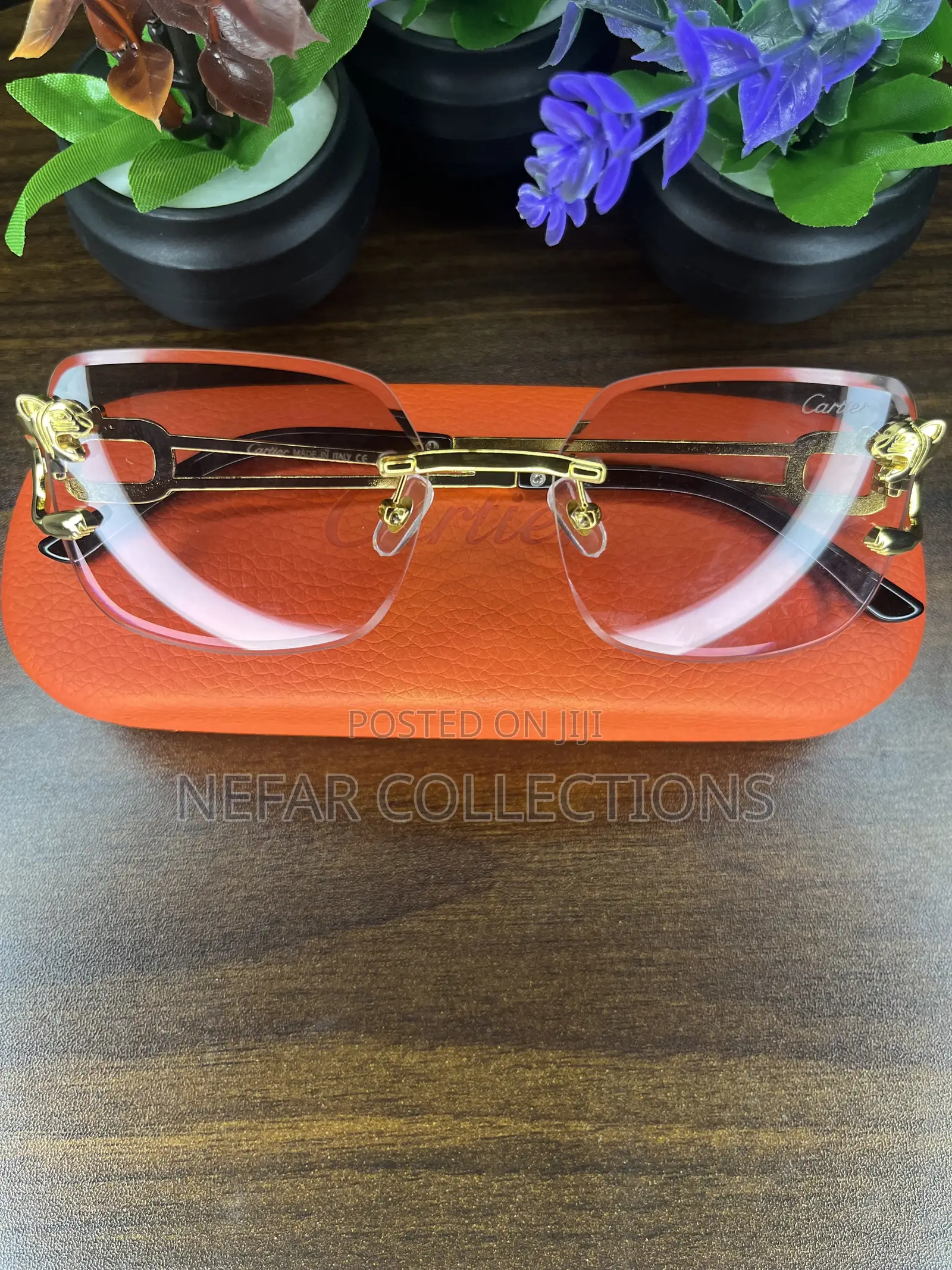 Cartier Eyeglass With Protective Case - Pink Lens