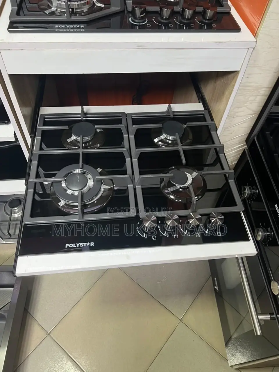 Polystar 4-Burner Glass Top Gas Cooker