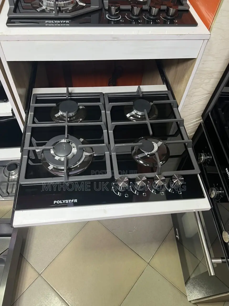 Polystar 4-Burner Glass Top Gas Cooker