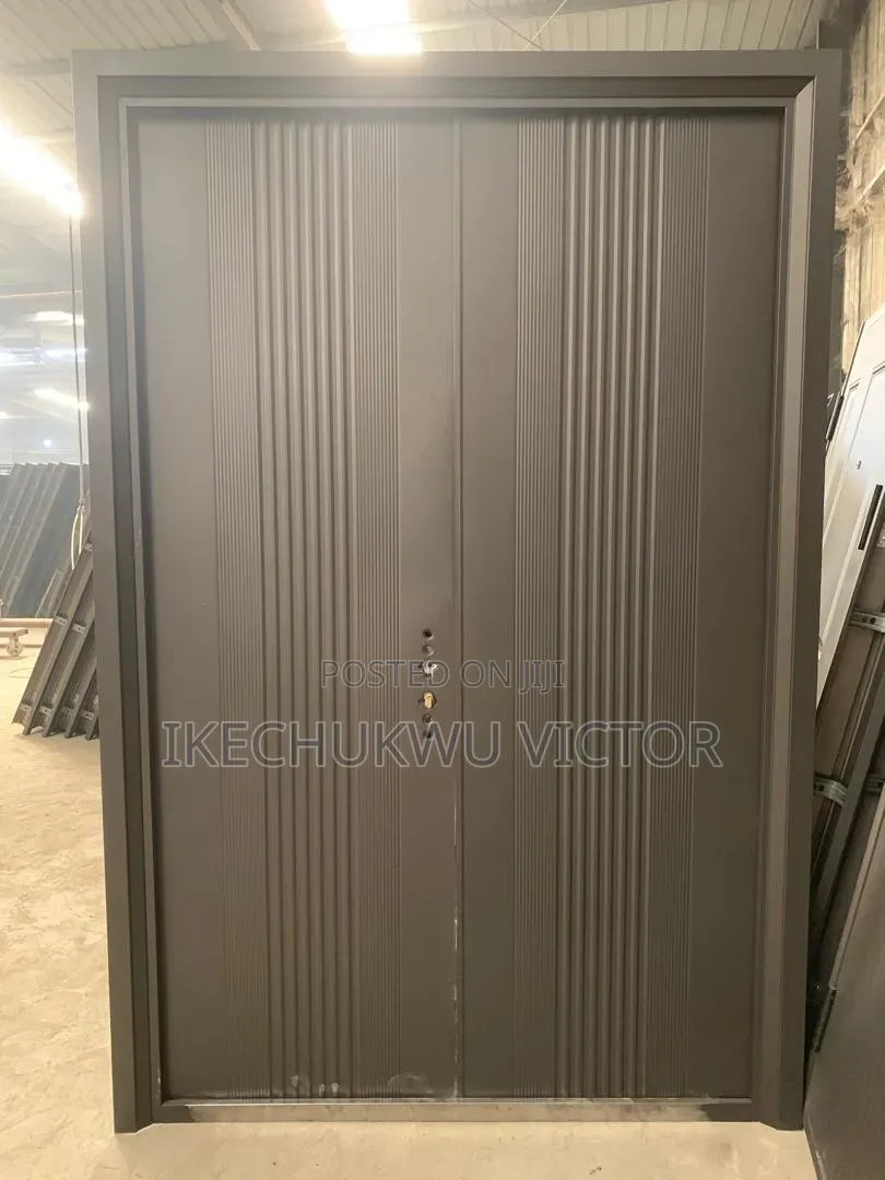 5ft Extra Height Graphite Fluted Double Steel Door