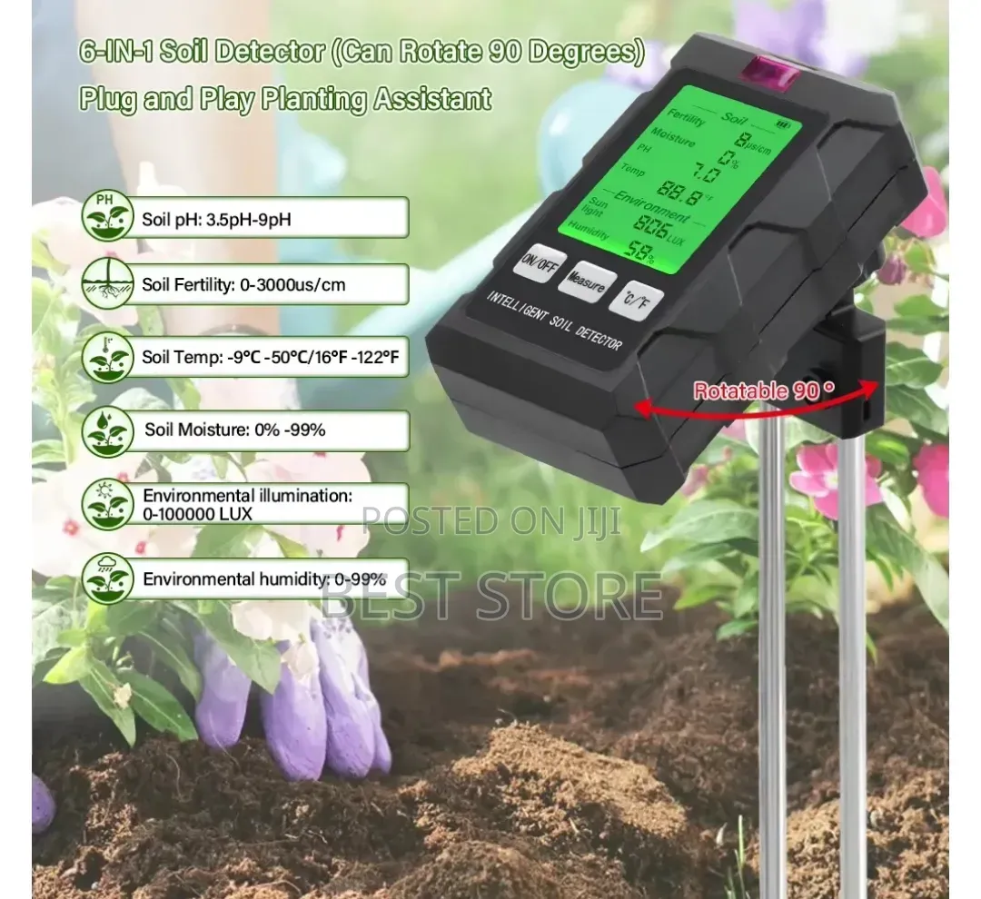 Soil Ph Survey Moisture Tester Sunlight Humidity 6 in 1