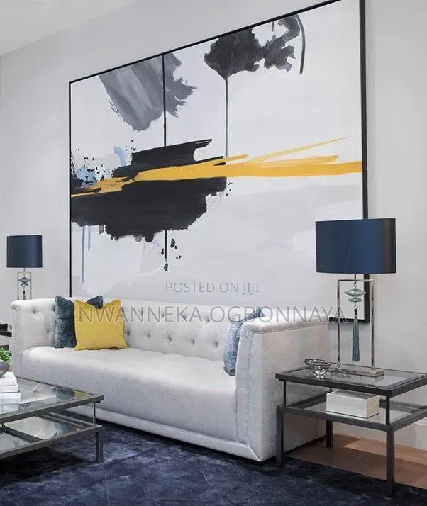 Nordic Abstract Black and Yellow Oil Canvas Printing