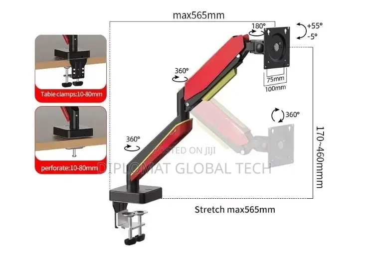 Hillport G9 Gas Spring 13-49 Inch Monitor Arm Supports Computer Monito