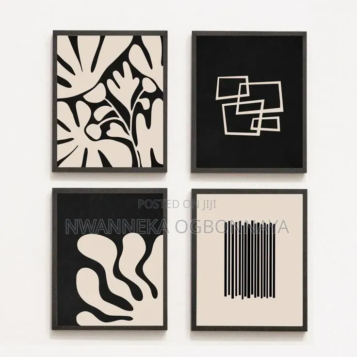 4PCS Abstract Geometric Line Canvas Artwork