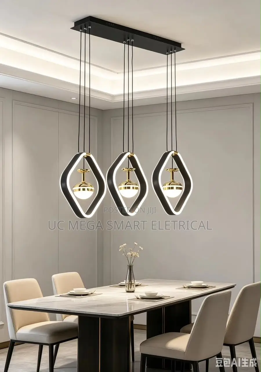 Modern Minimalist Black LED Pendant Light Chandelier for Dining Room