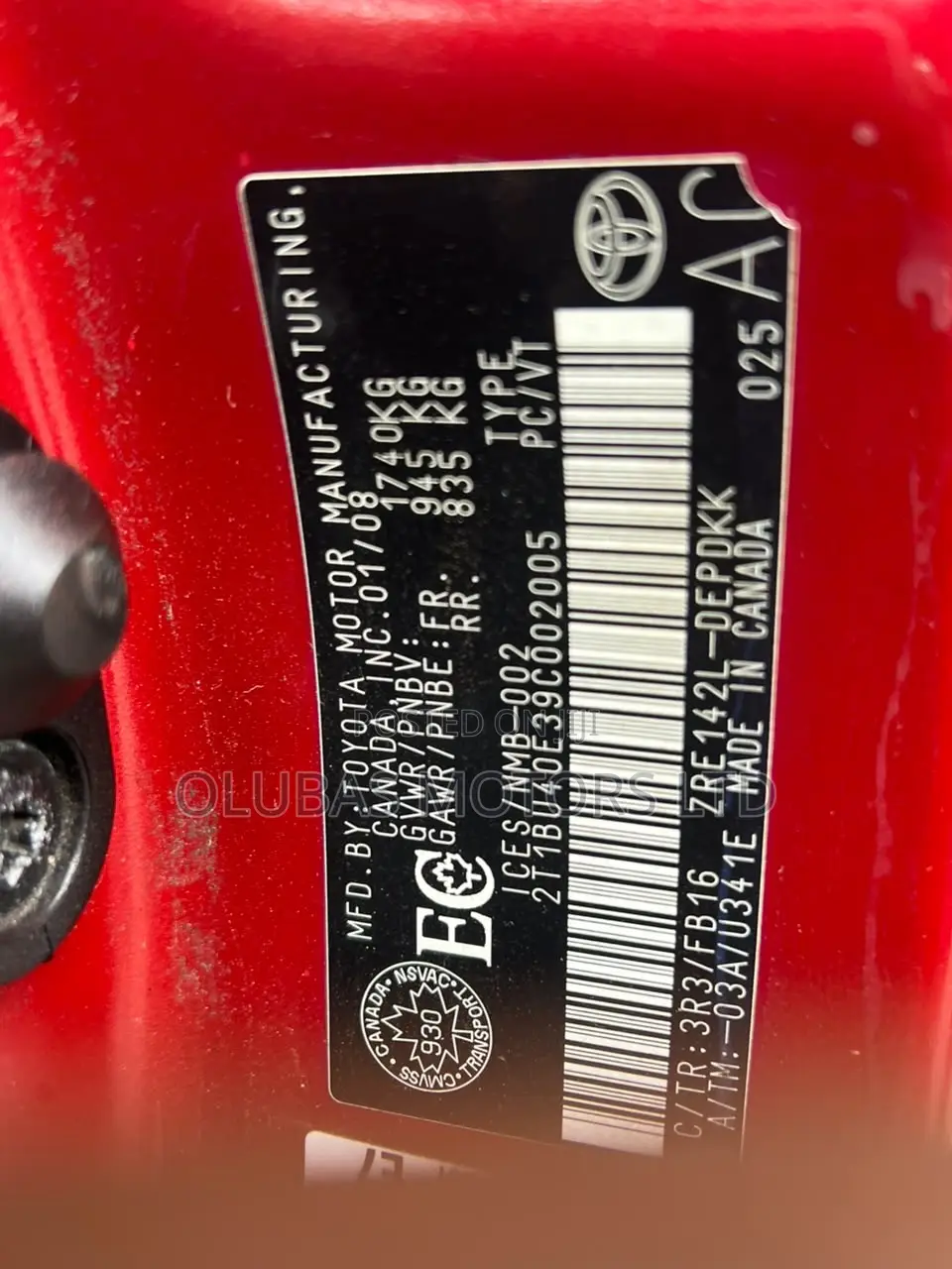 Toyota Corolla 2008 Red