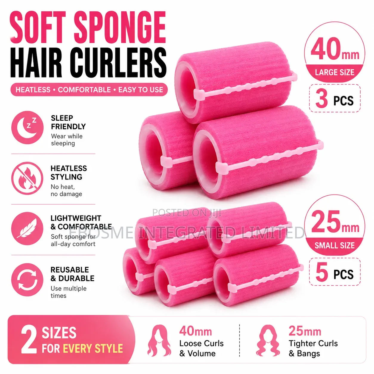 Heatless Soft Sponge Hair Curlers With Clip