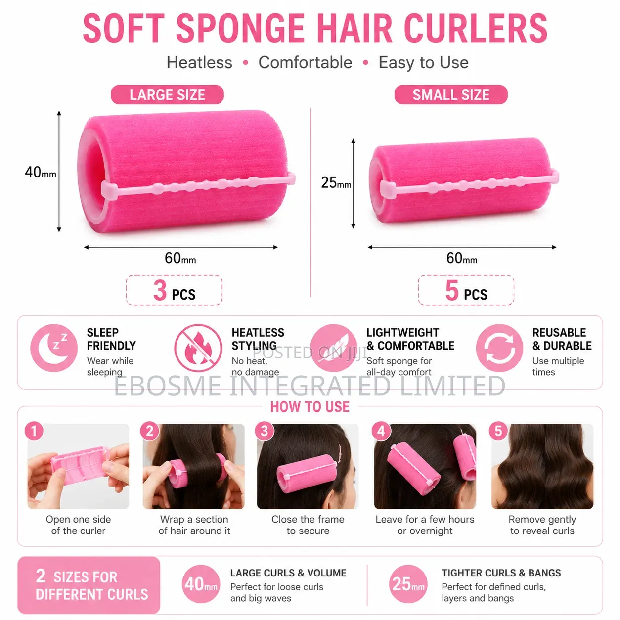 Heatless Soft Sponge Hair Curlers With Clip