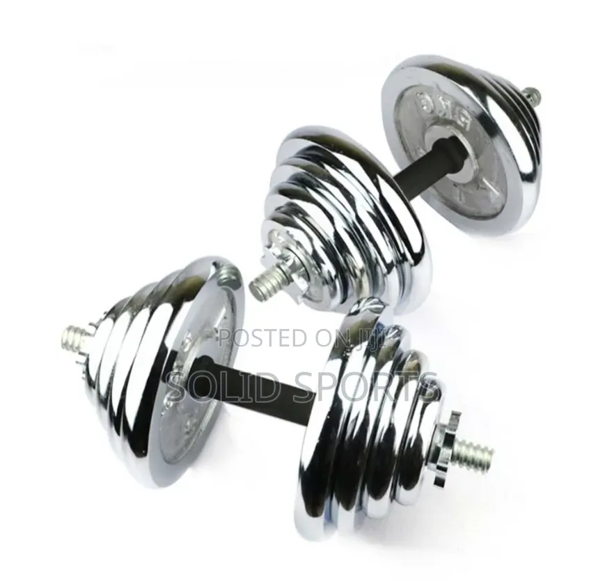30 Kg Silver Chrome Dumbbell With Adjustable Bar