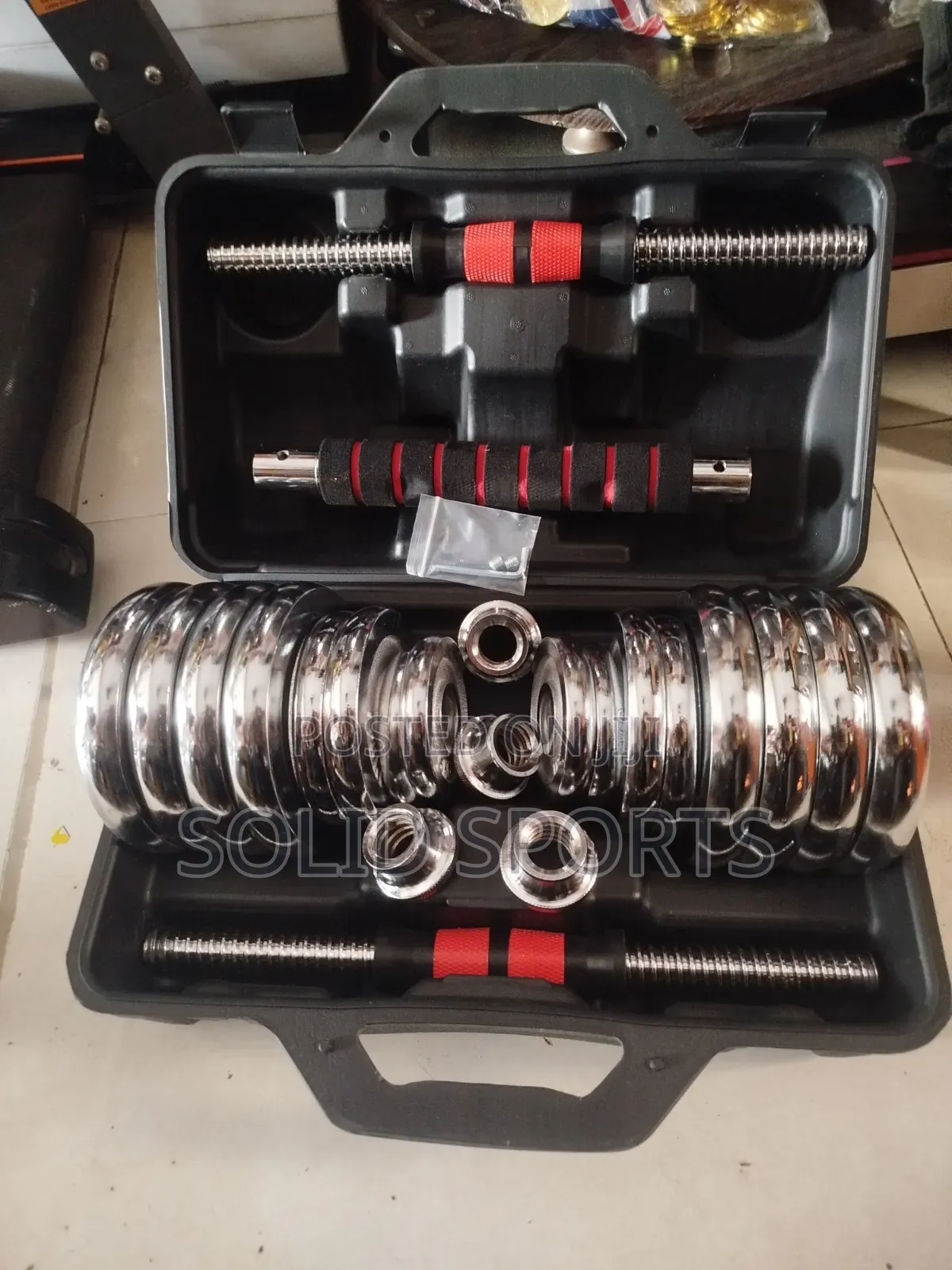 30 Kg Silver Chrome Dumbbell With Adjustable Bar