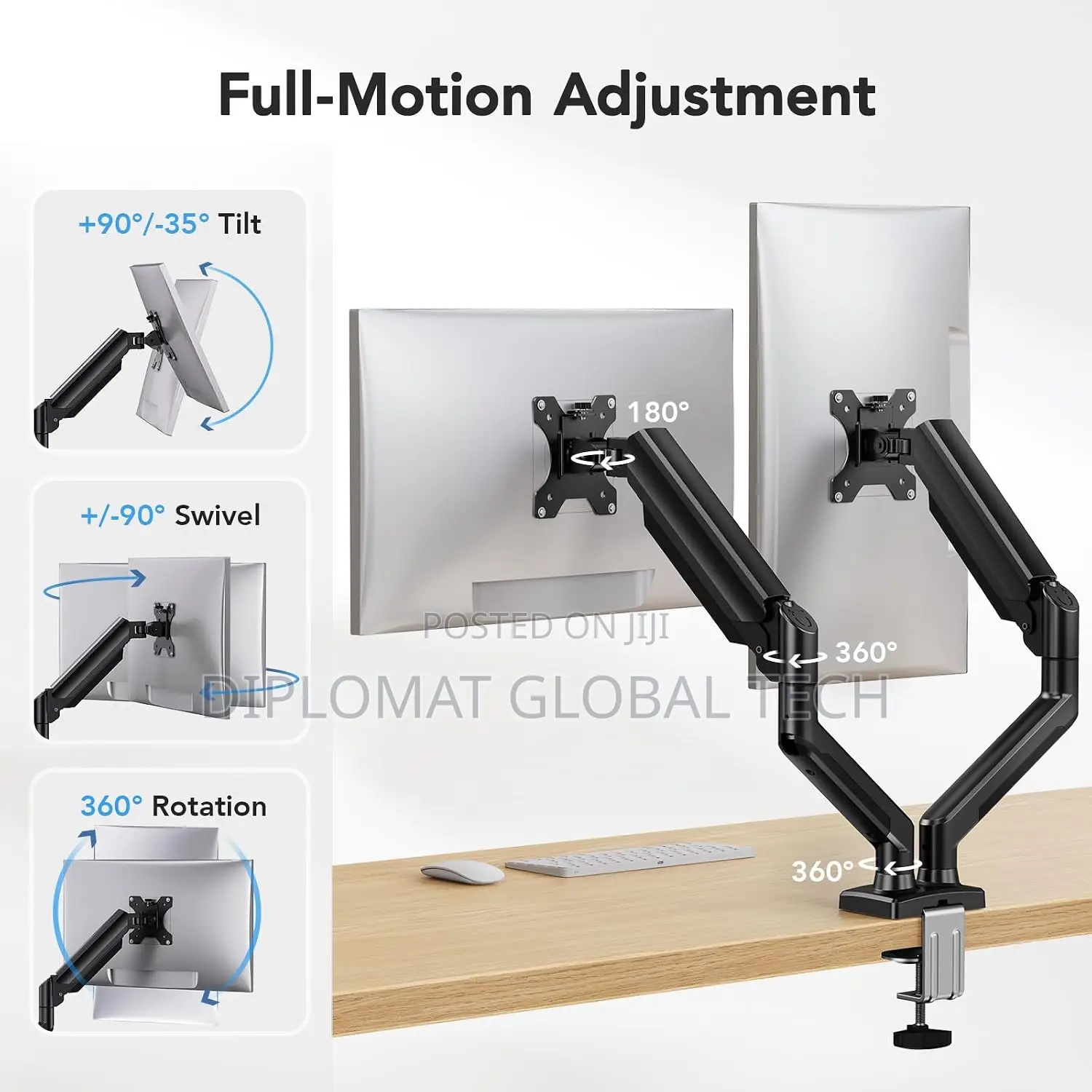 Dual Monitor Mount for 2 Monitors Up to 32 Inches