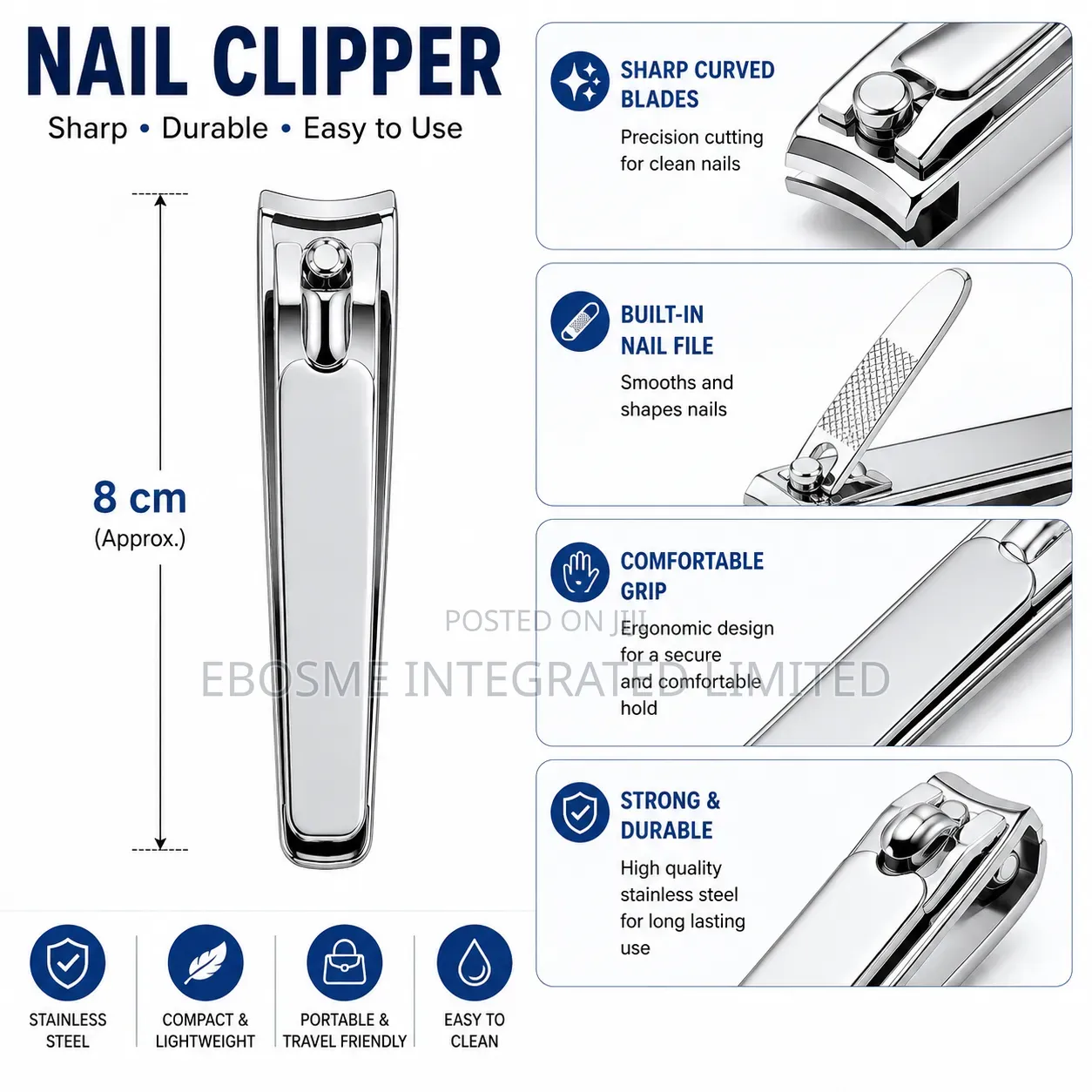 Stainless Steel Nail Clipper With Transparent Nail Catcher