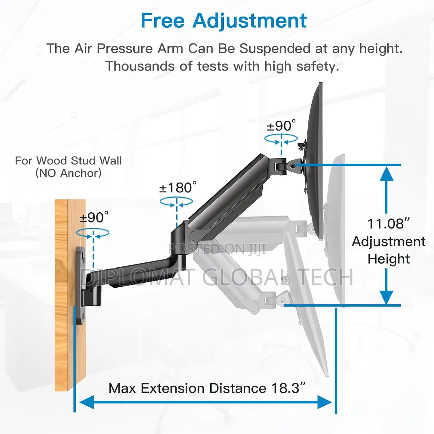 Single Monitor Wall Mount for 13 to 32 Inch Monitor Wall Mount Arm