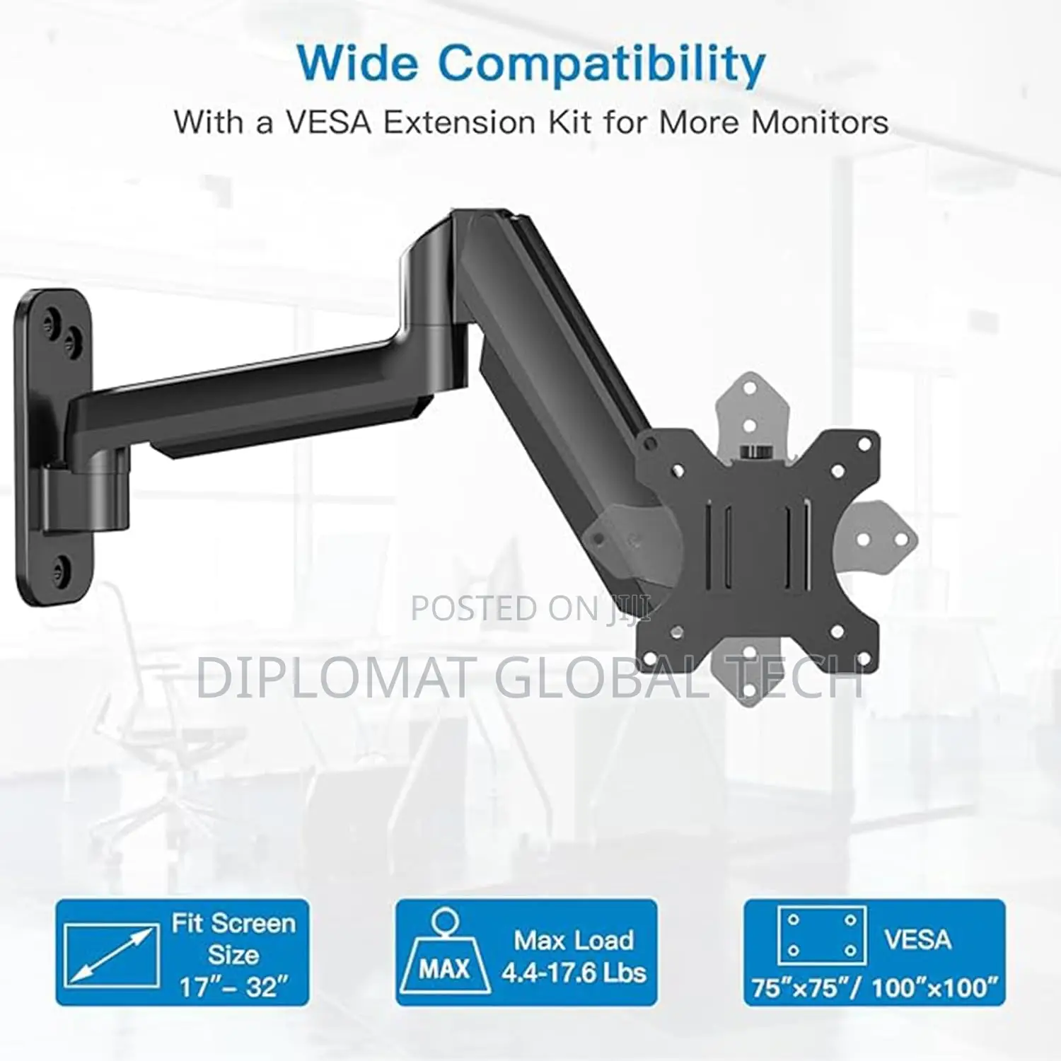 Single Monitor Wall Mount for 13 to 32 Inch Monitor Wall Mount Arm